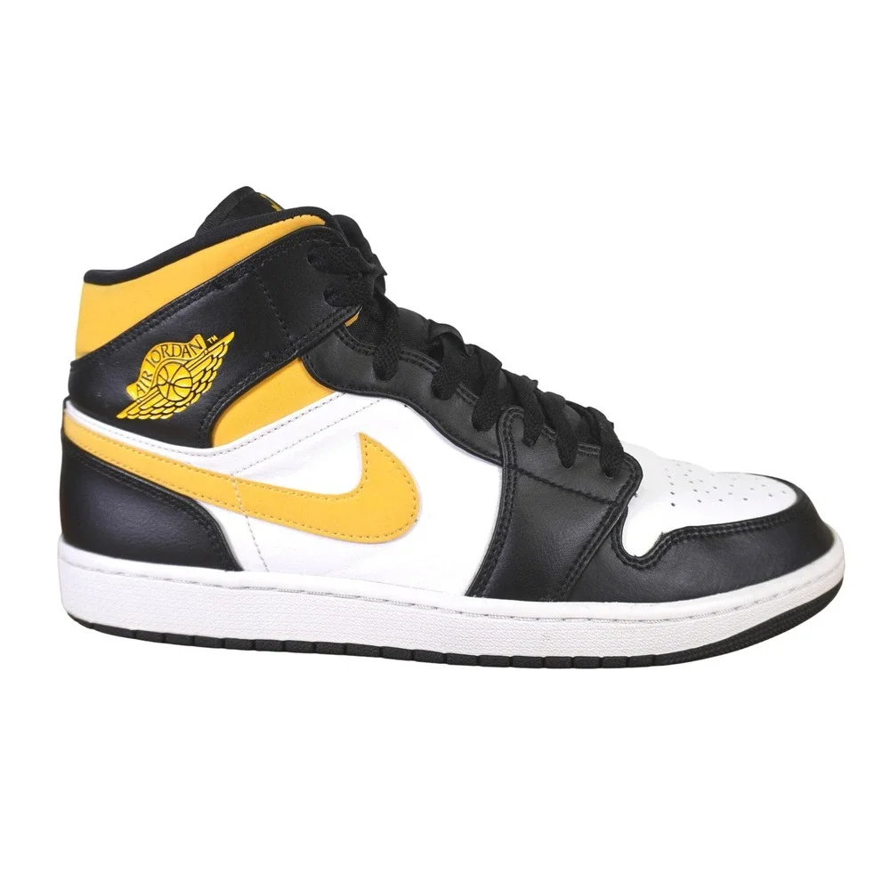 Nike Air Jordan 1 Mid Mens 11 University Gold Black White Sneakers 554724-177